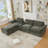U Shaped Modular Sectional Sofa,Storage Console & Wireless Charging,2 Cup Holders,Bluetooth Speakers,2 Movable Footstools,Adjustable handrail,Movable seat,Chenille,Green-1880309883-1887639785