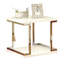 Table de bout blanche de style contemporain avec tablette inférieure, laque ultrabrillante, structure chromée pour le salon