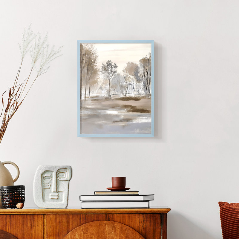 Série FLORAL dxlviii - reproduction encadrée de qualité supérieure - prête à être accrochée - aucun clou requis, Bleu