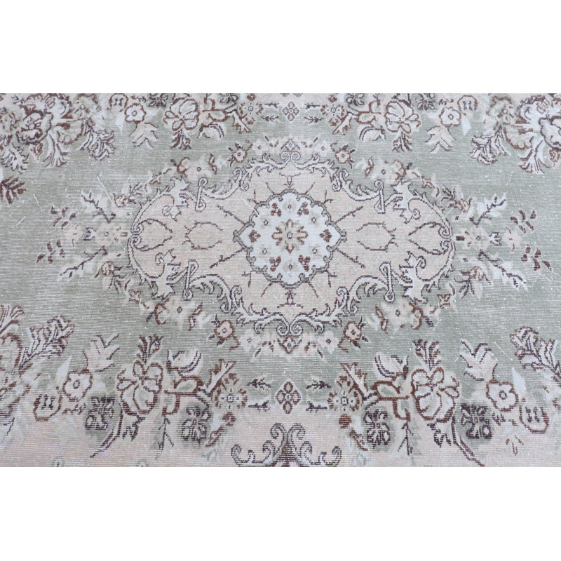 Grand tapis turc Anatolian rétro vert pour le salon - Idée de cadeau unique pour la maison