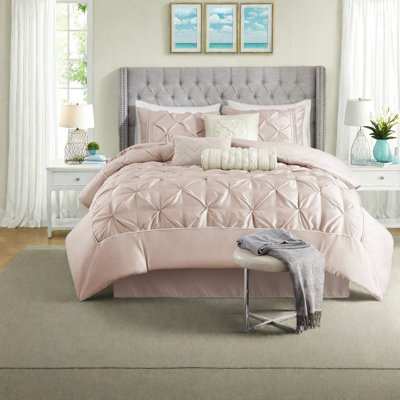 Ensemble de literie complète élégante 7 pièces, 100% polyester, capitonné pour les chambres à coucher modernes