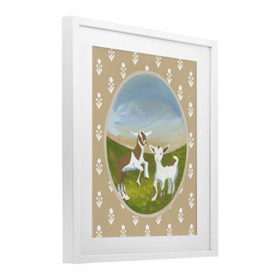 «Cottage Core Goats», reproduction sous verre encadrée, par Evelyn Coleman