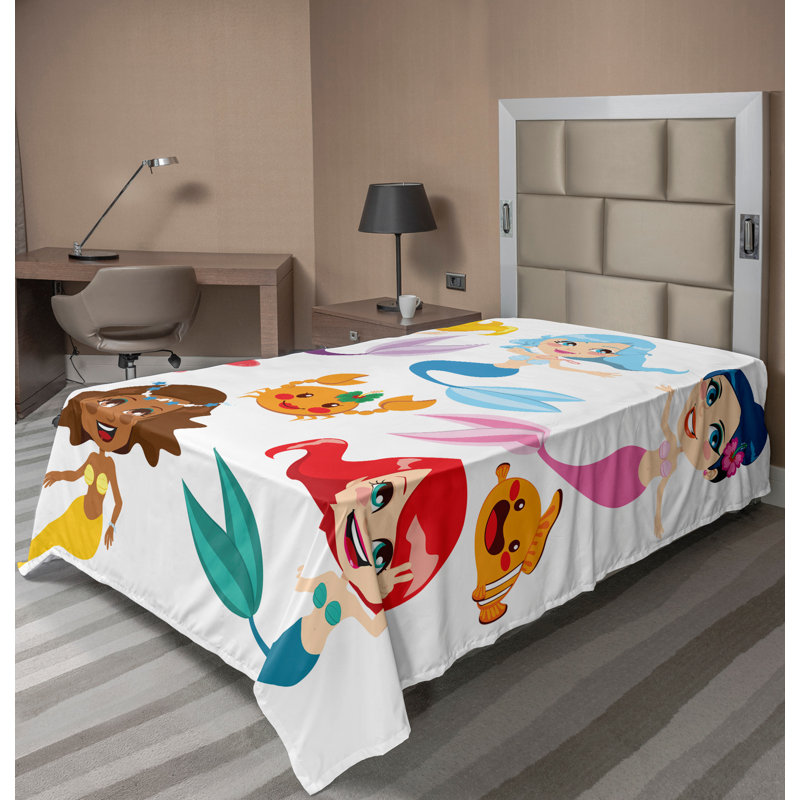 Multicolore Ambesonne, Drap plat pour lit simple
