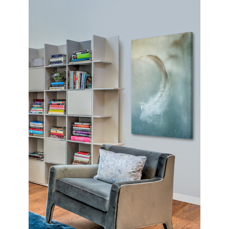 "Wind Blown Feather" Print on Wrapped Canvas, 24" H x 16" W x 1.5" D