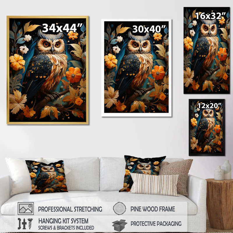 Impression sur toile «Brown Owl Overture II - Animals Owl», H 20 po x l 12 po x P 1 po, Cadre photo noir