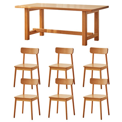 Table de salle à manger simple et durable en bois de cerisier épais