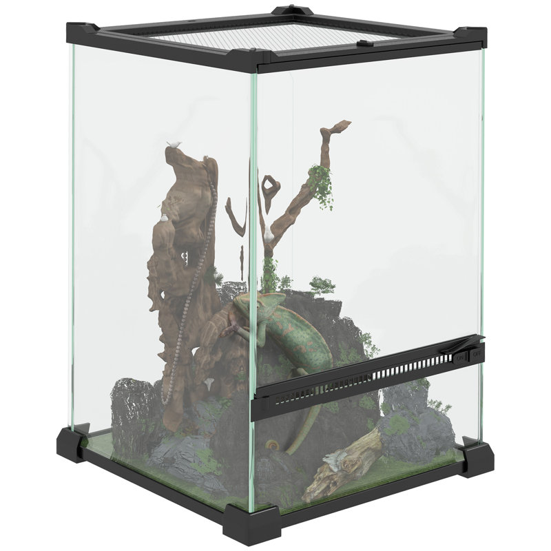 Glass Reptile Terrarium 12L Vivarium for Lizards Frogs Snakes Turtles