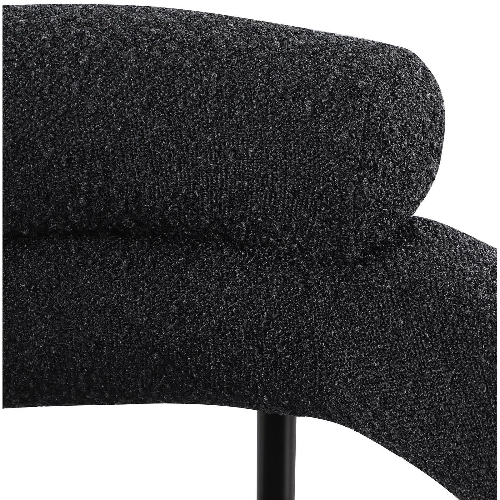 Boucle Upholstered Arm Chair, Black, Matte Black