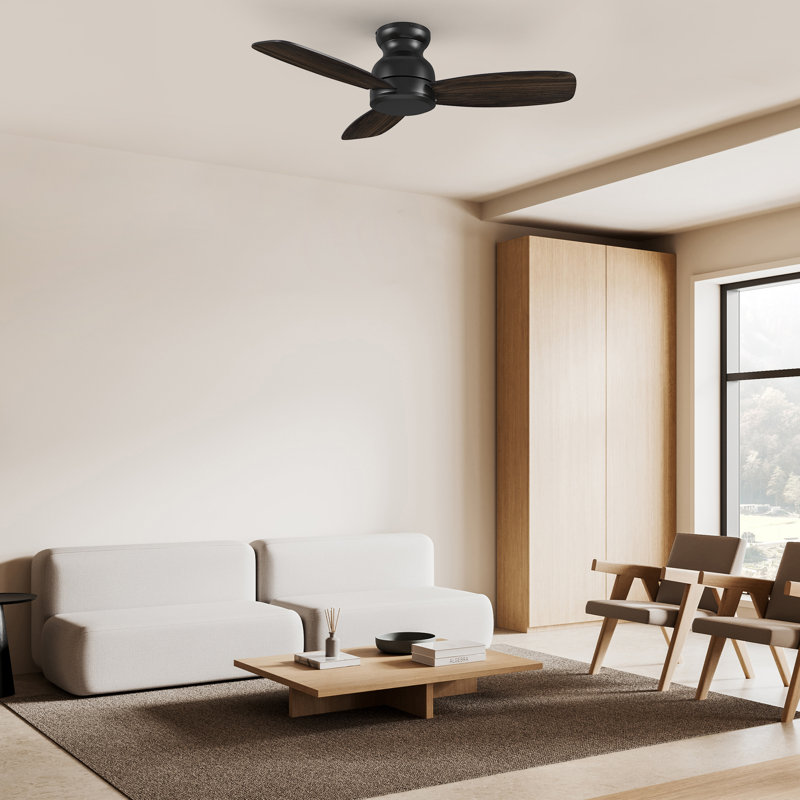 Ventilateur de plafond à moteur à courant continu de 44 po avec télécommande, sans lumière, Brun