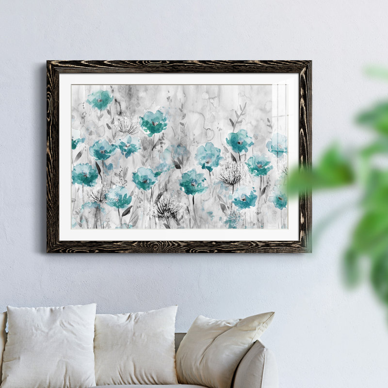 «Poppy Garden» - peinture encadrée, H 31,5 po x l 23,5 po x P 1,5 po, Cadre noir