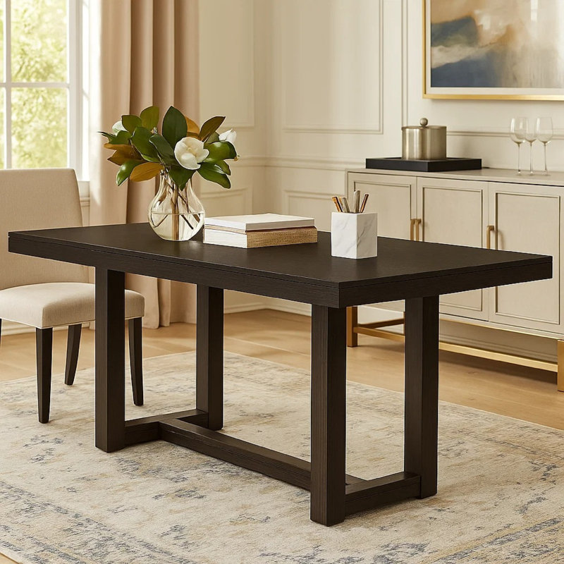 Nea Counter Height Dining Table, 76 Inch Dark Grayish Brown Wood