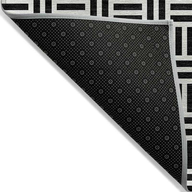 Tapis intérieur / extérieur noir lavable géométrique 10 pi x 14 pi