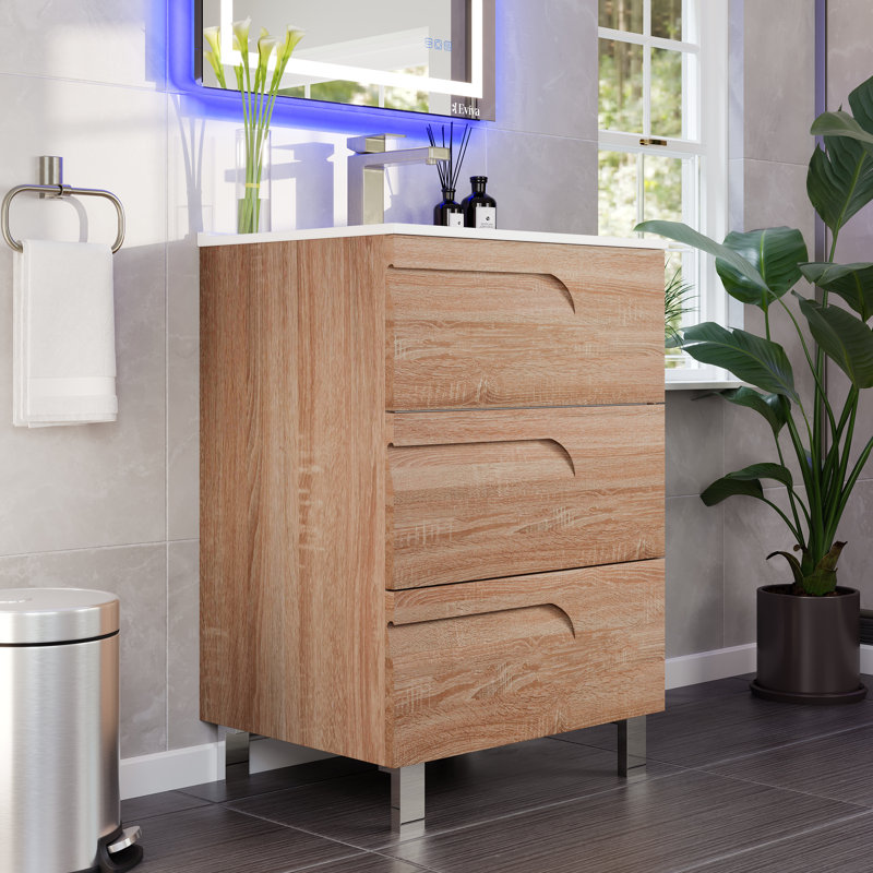 Alberthe 24" Single Bathroom Vanity Set, Maple