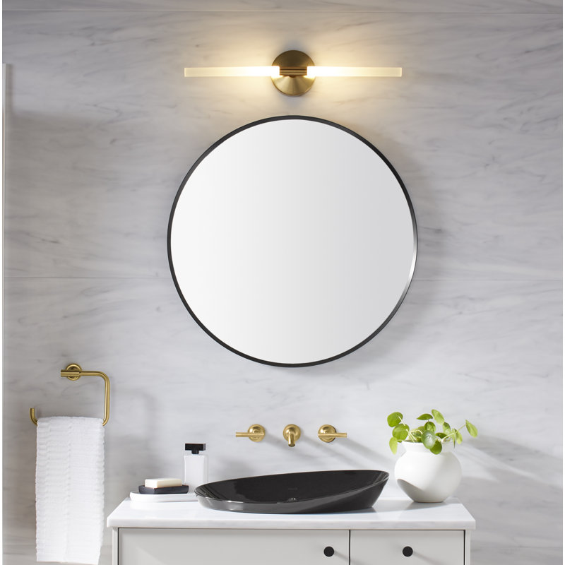 Essential Round Wall Mirror, Bathroom/Vanity Mirror with Frame, Matte Black, 36" H  x 36" W  x 1.38'' D