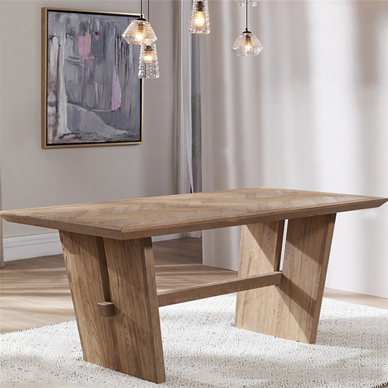 Jerran Ash Solid Wood Base Dining Table, 39.4" W x 81.9" L