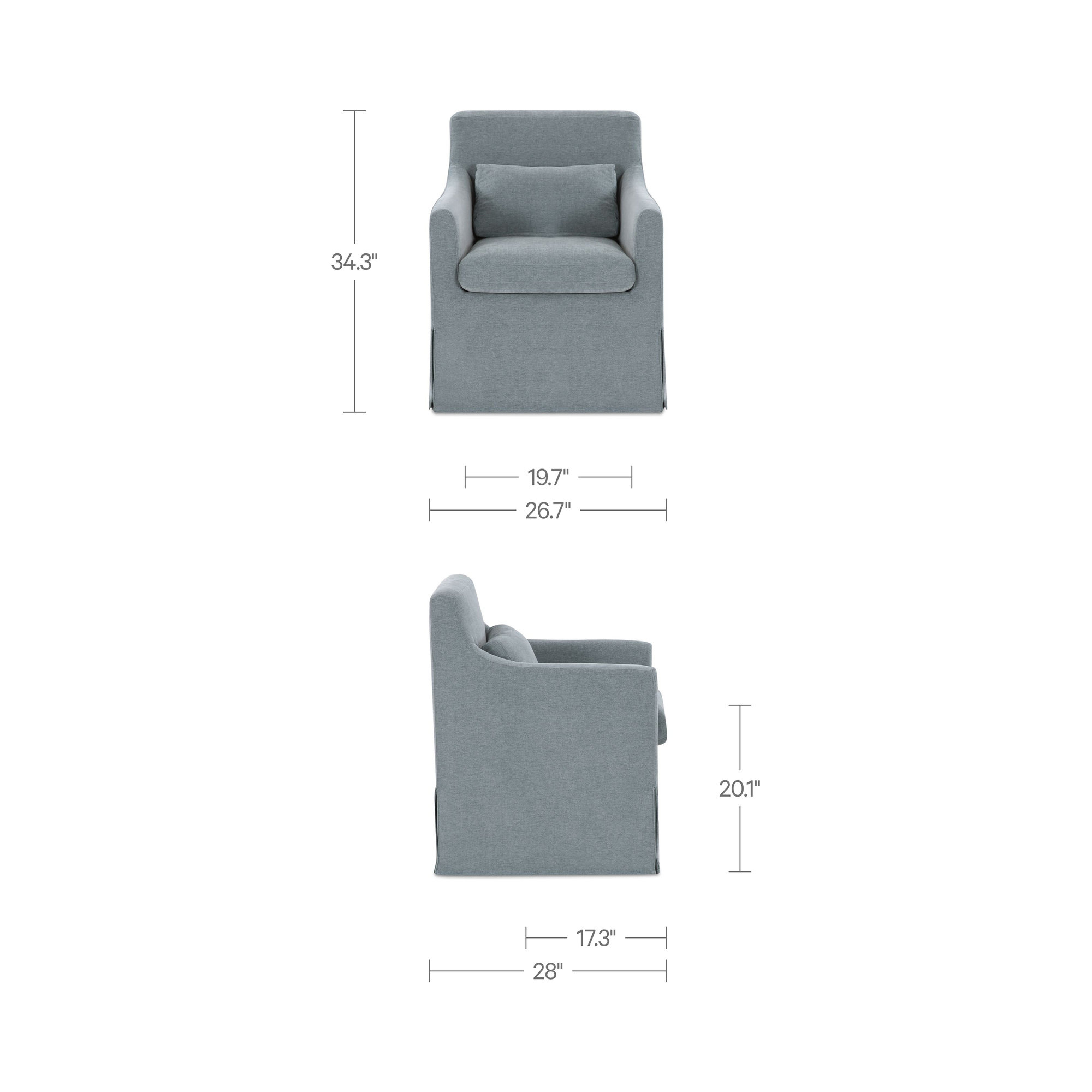 Glinda Slipcover Dining Chair, Gray
