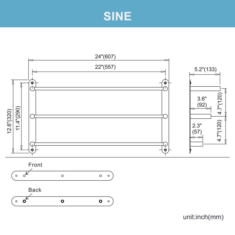 12.6 " 1 - Bar Wall Towel Rack, Matte Black