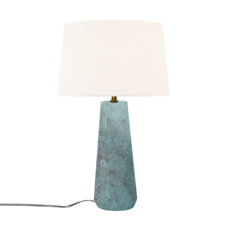Luminance - Lampe portative en céramique Spire - Tissu - Craquelé, Patine verde, Blanc