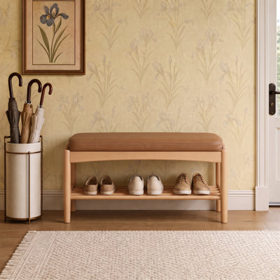 Assembled Solid Beech Upholstered Shoe Bench