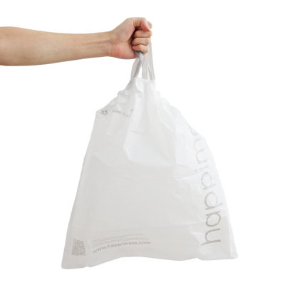 Happimess 4 Gallon Drawstring Unscented Trash Can Liner, White (200-Count, 4-Rolls Of 50 Liners)