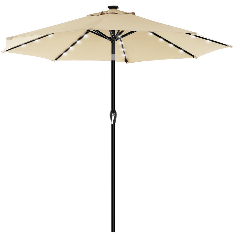 Ethel 300cm Lighted Parasol, Beige, 253.5cm H x 300cm W x 300cm D