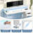 40 Inch White Fixed Home Office Desk, 4 Drawers + Storage Shelf with LED Light & Power Strip-873874426-873874428