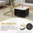 2-in-1 Square Nesting Coffee Table with Wheels & Drawers, Stackable Side Table with High Gloss Marble Grain Top, End Table Set with Brown Tempered Glass for Living Room, -1168859218