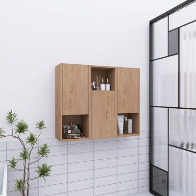 Bathroom Side Cabinet X3, 3-Soft Close Doors, Float Mounting Design
