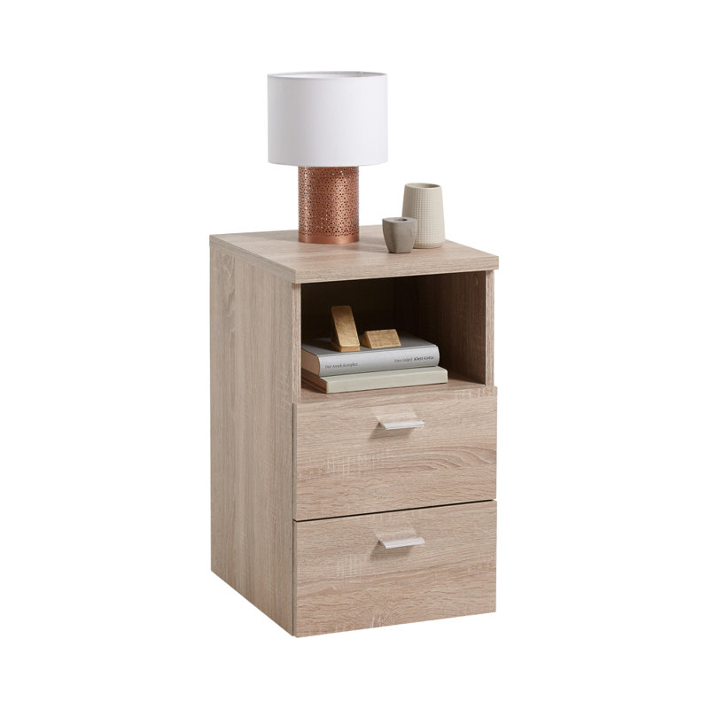 Gene 35cm W Manufactured Wood Bedside Table, Tan