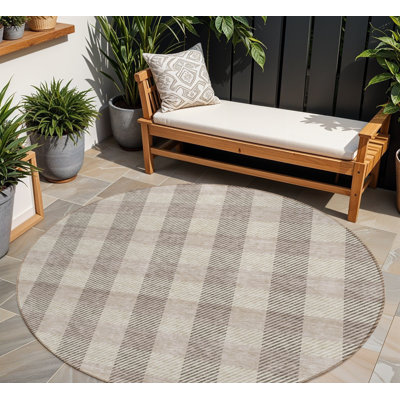 Tapis rond 8 po beige et brun