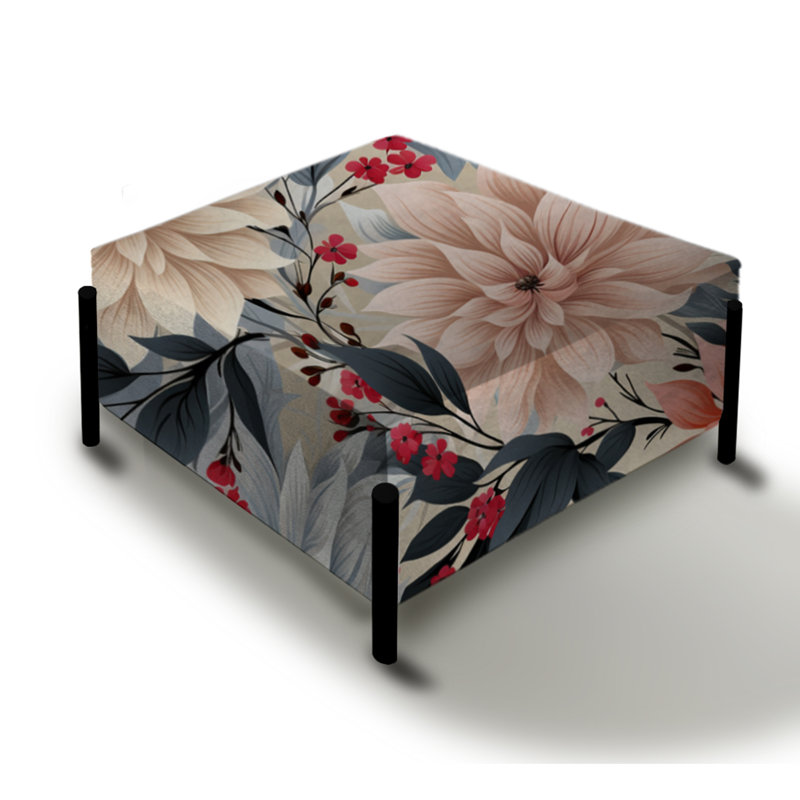 Rose et bleu à motif floral Serenade Melody - grand repose-pieds carré floral