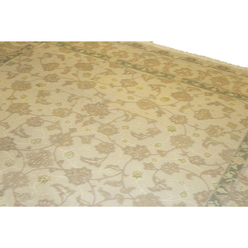 Hand Knotted Wool Area Rug in Gold
