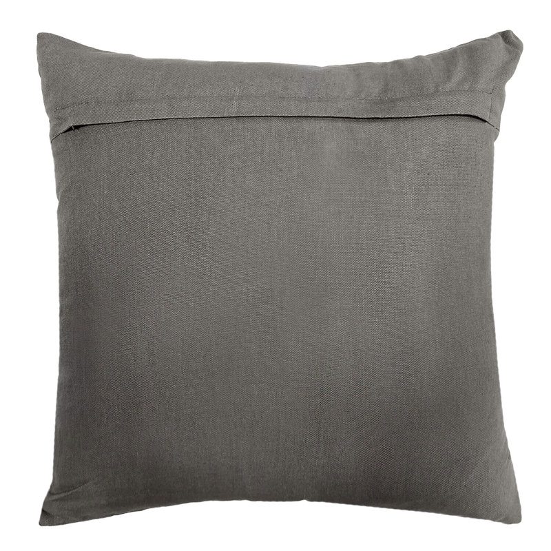 Gray and Green Cotton Embroidered Square Pillow 18x18"