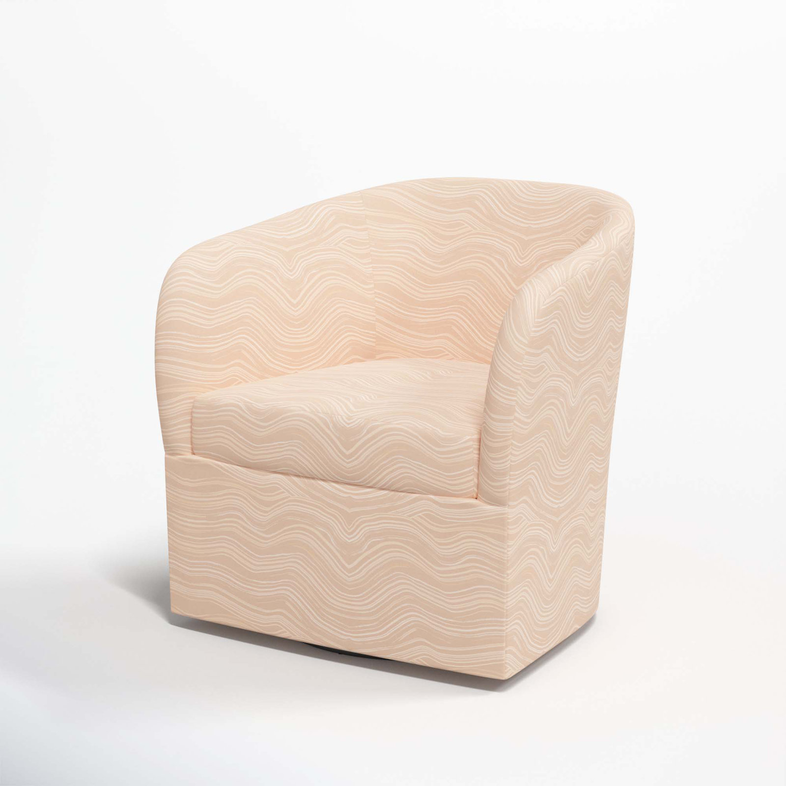 Lesia Upholstered Swivel Barrel Chair, Make Waves Buff
