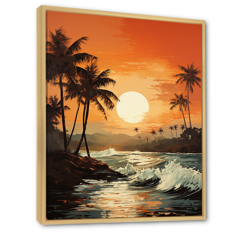 Tangerine, crépuscule tropical, crépuscule, coucher de soleil I, Cadre naturel flottant, H 20 po x l 12 po x P 1 po
