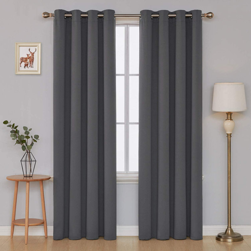 Borunda Room Darkening Curtain Single Panel, 52" W x 84" L, Dark Grey