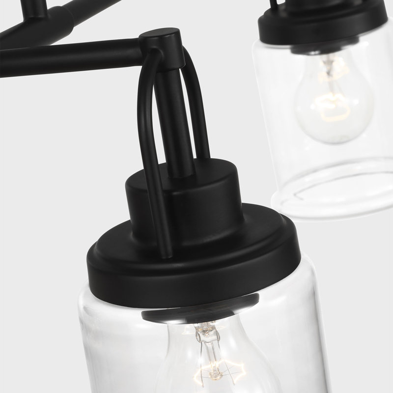 Anders 4 Light Dining Room Chandelier With Clear Shade, Midnight Black