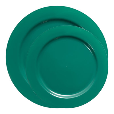 Solid Green Holiday Round Disposable Plastic Dinnerware Value Set - 120 Sets