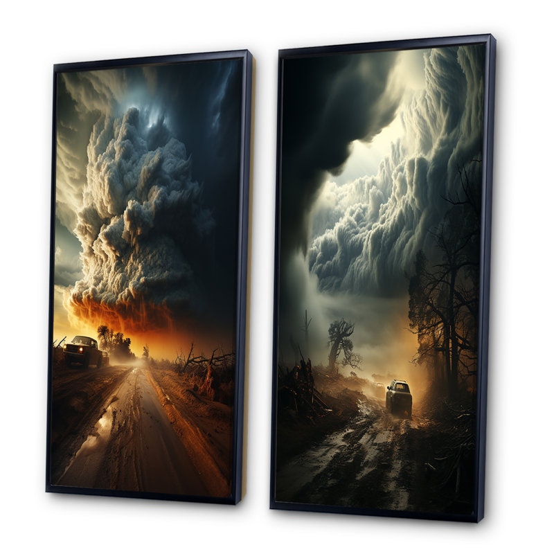 «Storm Mystical Cyclone I», 2 pièces, H 32 po x l 32 po, Cadre noir