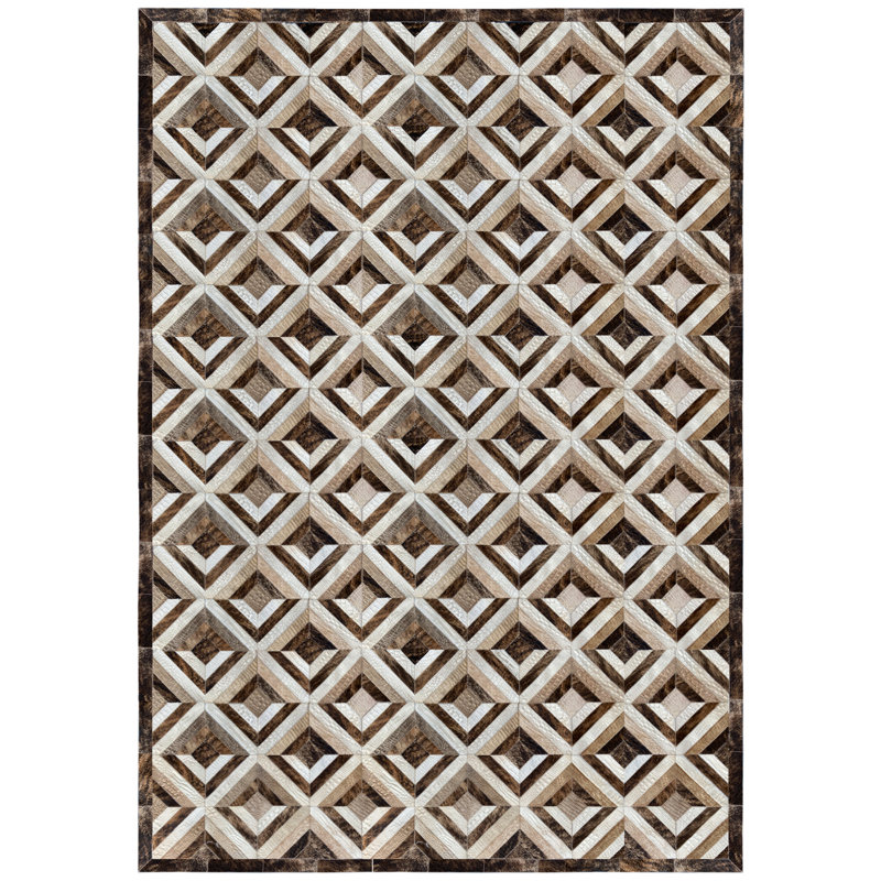 Pandora Plus Cowhide Geometric Area Rug, Rectangle 5' x 8'