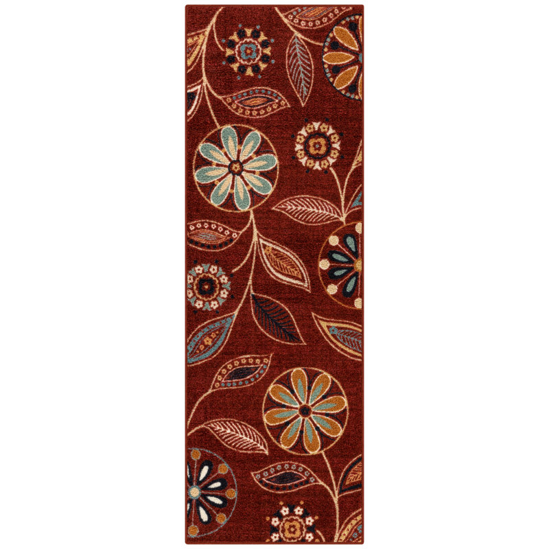 Adderley Floral Merlot Area Rug, Runner 1'8" x 5'