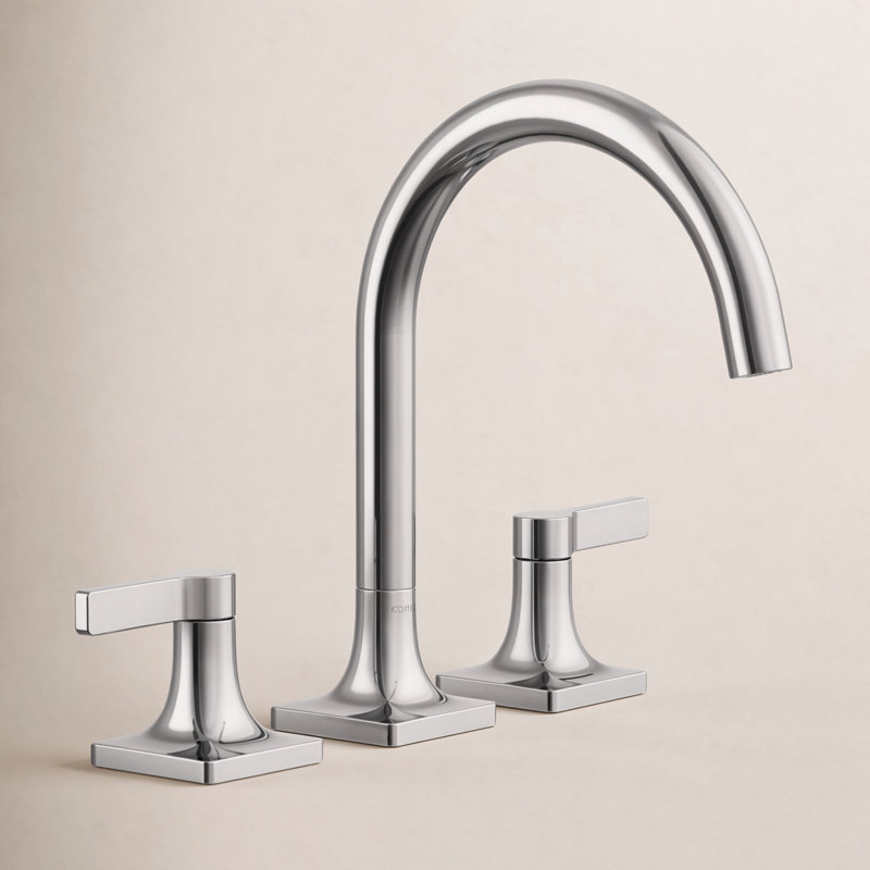 Deck Mounted Bath Faucet, Polished Chrome
