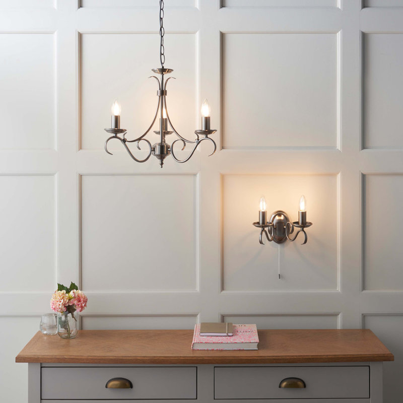 Barney 3 - Light Candle Style Chandelier, Antique Brass