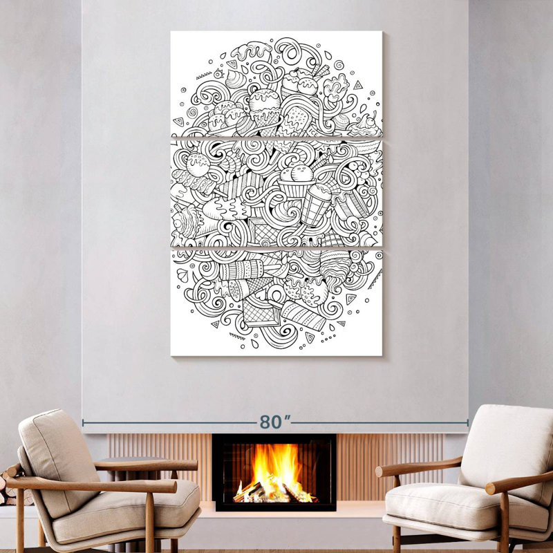 Yarlin Ice Cream Doodles, 74" H x 48" W
