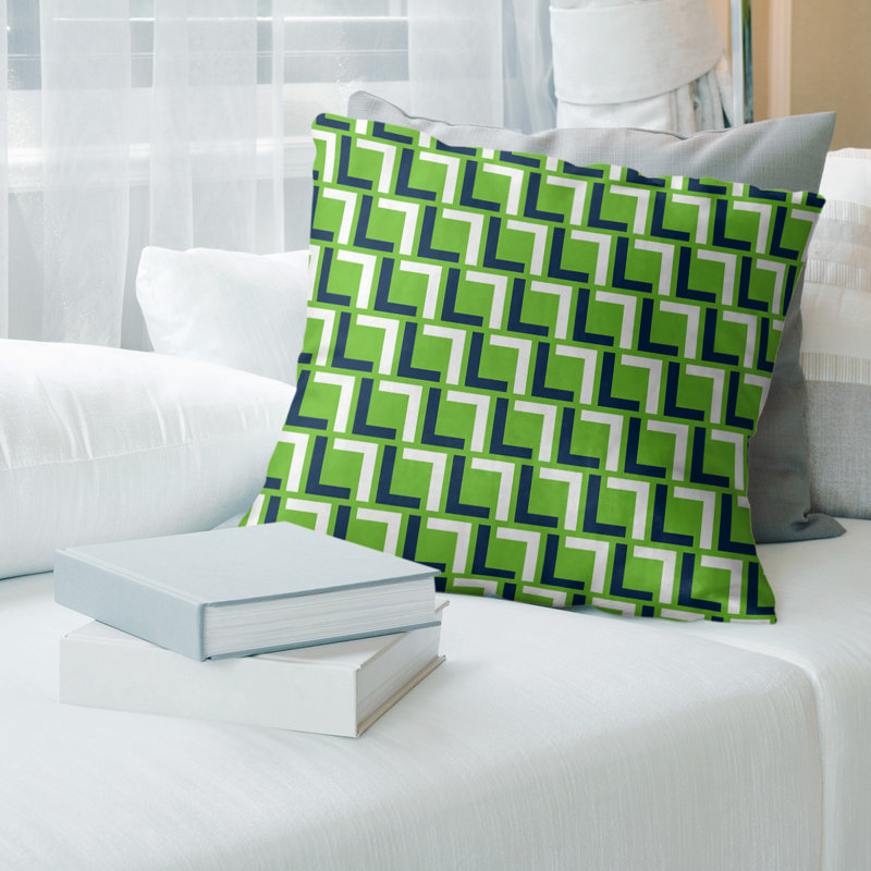 Housse de coussin Seattle, Citron vert / vert / blanc, Polyester filé, 16 po x 1 po