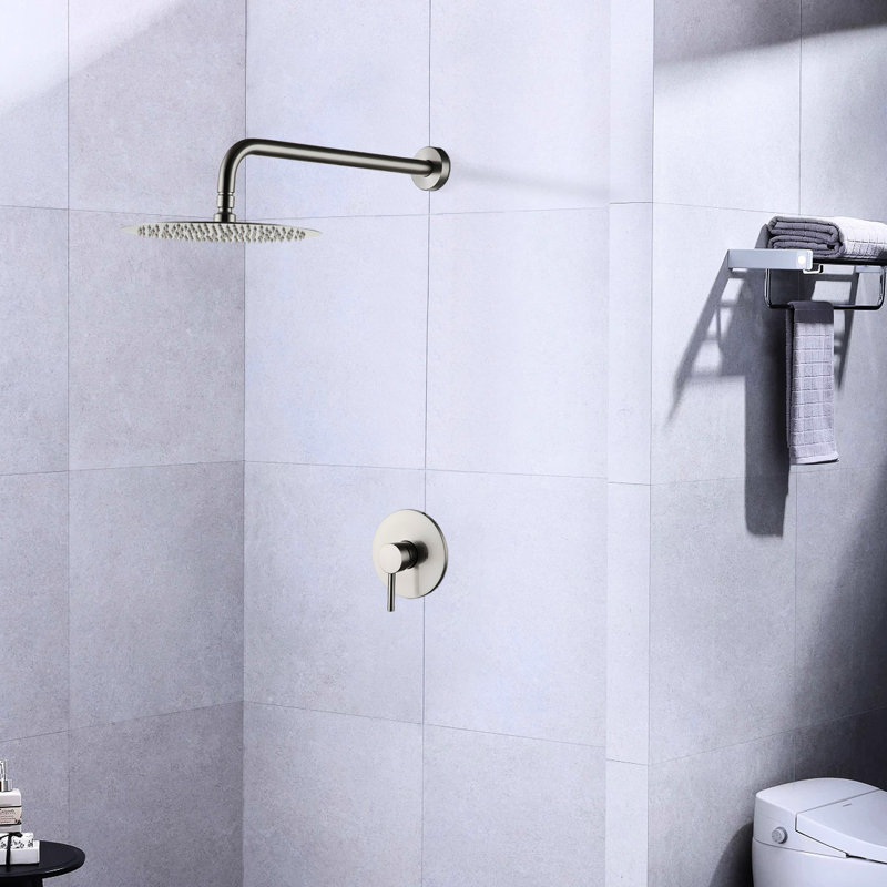 Robinet de douche mural en nickel brossé enchanteur avec valve - laiton création élégante organisation fine