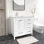 Meuble-lavabo autoportant 36 po Anvay en blanc mat avec plateau en marbre de Carrare-889296418-895541830