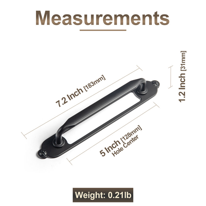 Ensemble de poignées de meuble-bar Classic Backplate （Style-G025), 5", Noir