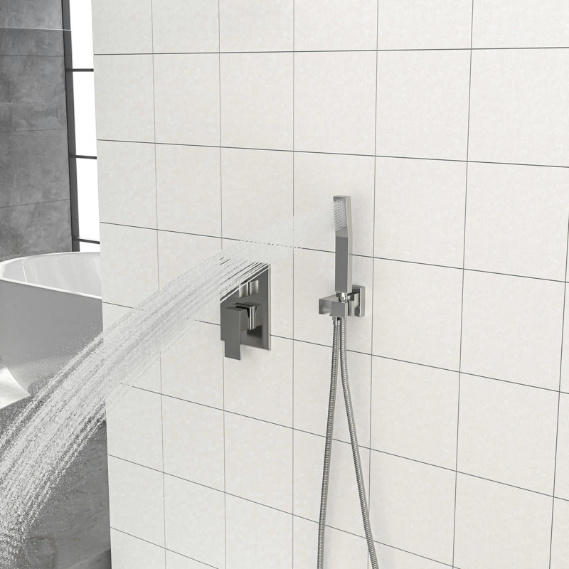Douche double 12 po à fixation murale 12 po avec finition nickel brossé., Nickel brossé