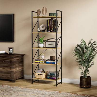 Rebeterano 160cm H x 62cm W Iron Etagere Bookcase